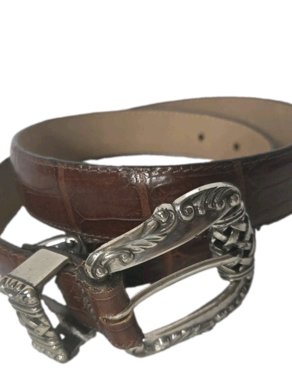 Brighton Medium Vintage Belt Leather Croc Embossed